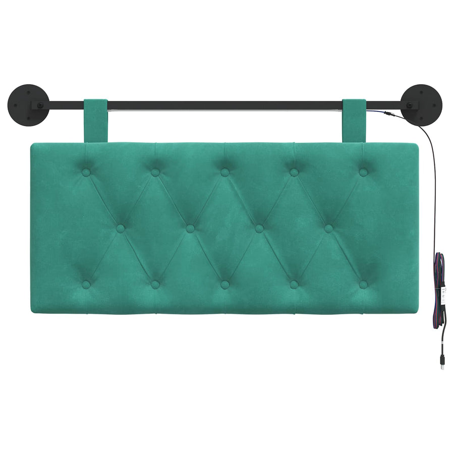 Hangend hoofdbord Met LED-verlichting Turquoise Fluweel