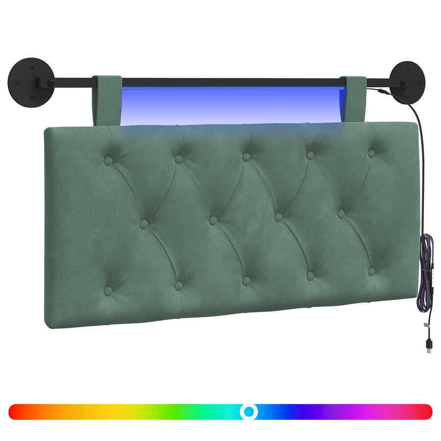Hangend hoofdbord Met LED-verlichting Zeegroen Fluweel