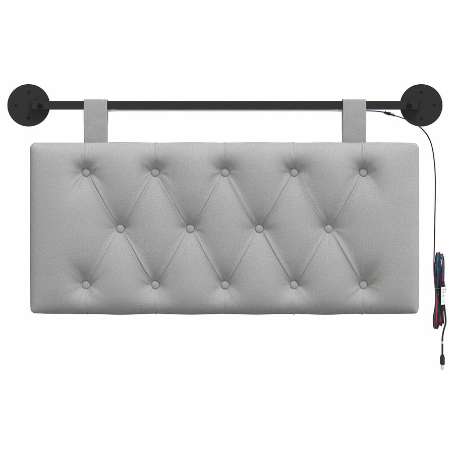 Hangend hoofdbord Met LED-verlichting Wolkengrijs Stof