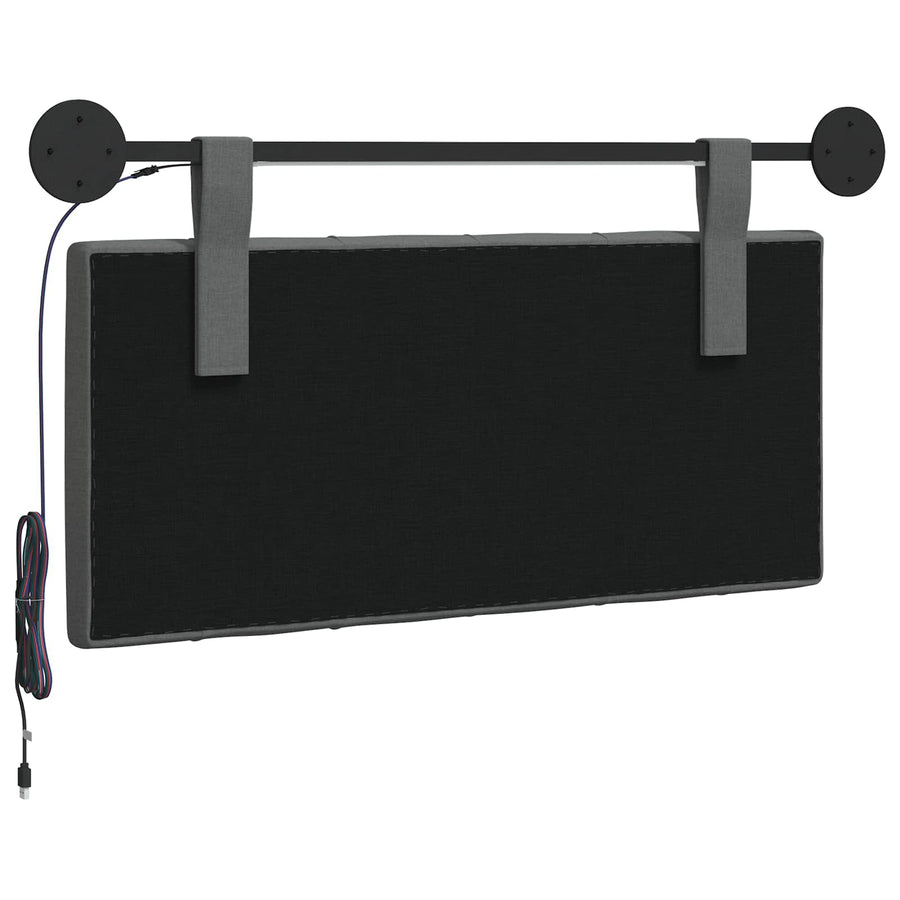 Hangend hoofdbord Met LED-verlichting Donkergrijs Stof