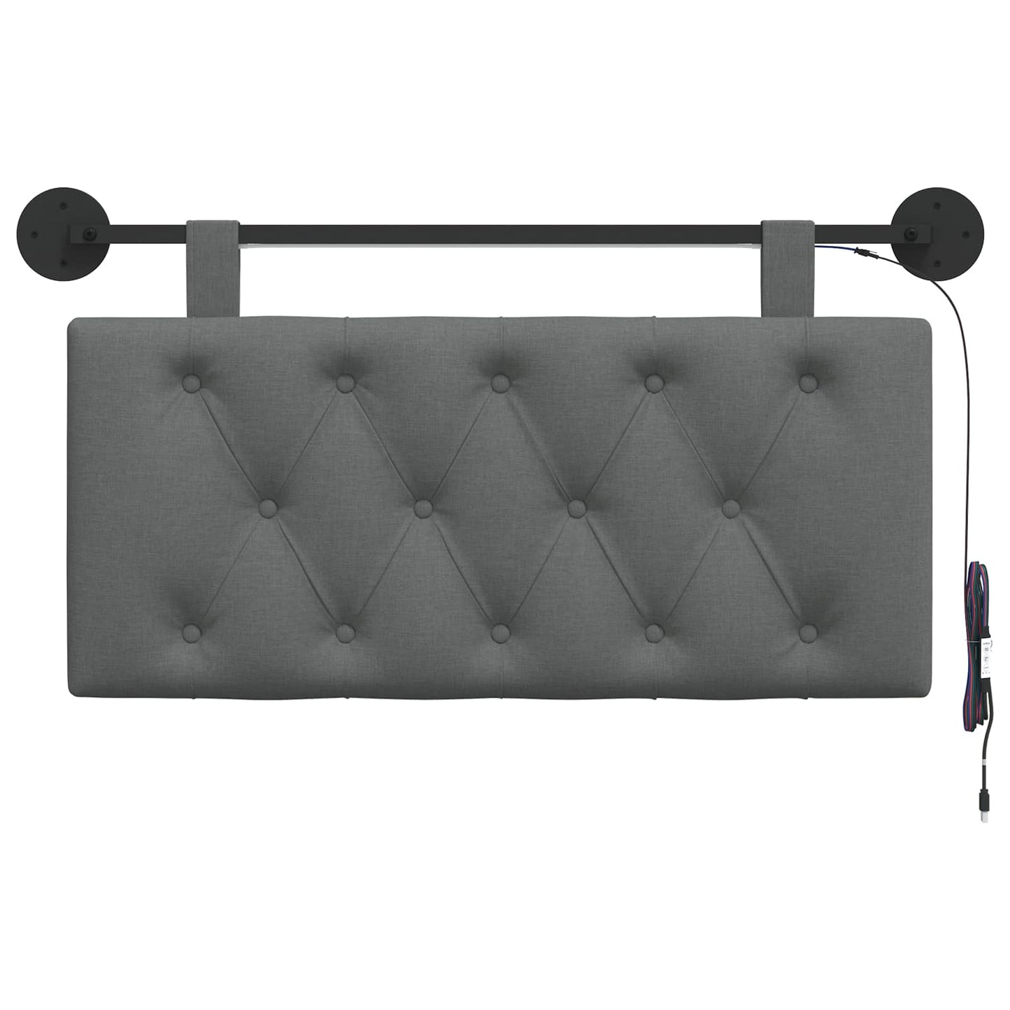 Hangend hoofdbord Met LED-verlichting Donkergrijs Stof