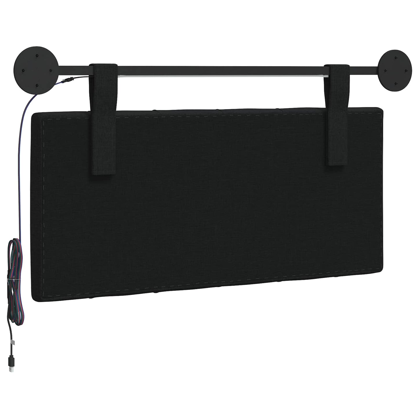 Hangend hoofdbord Met LED-verlichting Zwart Stof