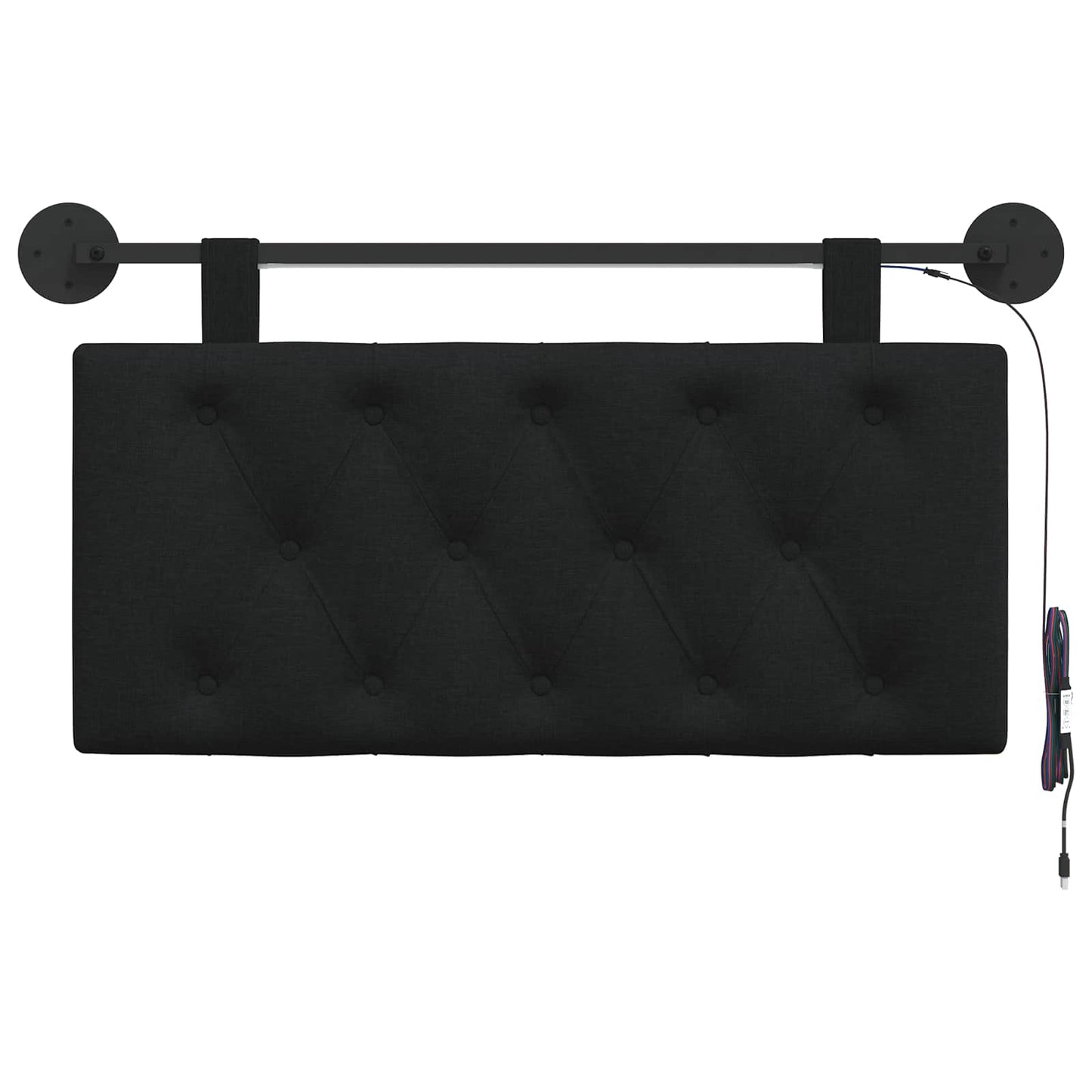 Hangend hoofdbord Met LED-verlichting Zwart Stof