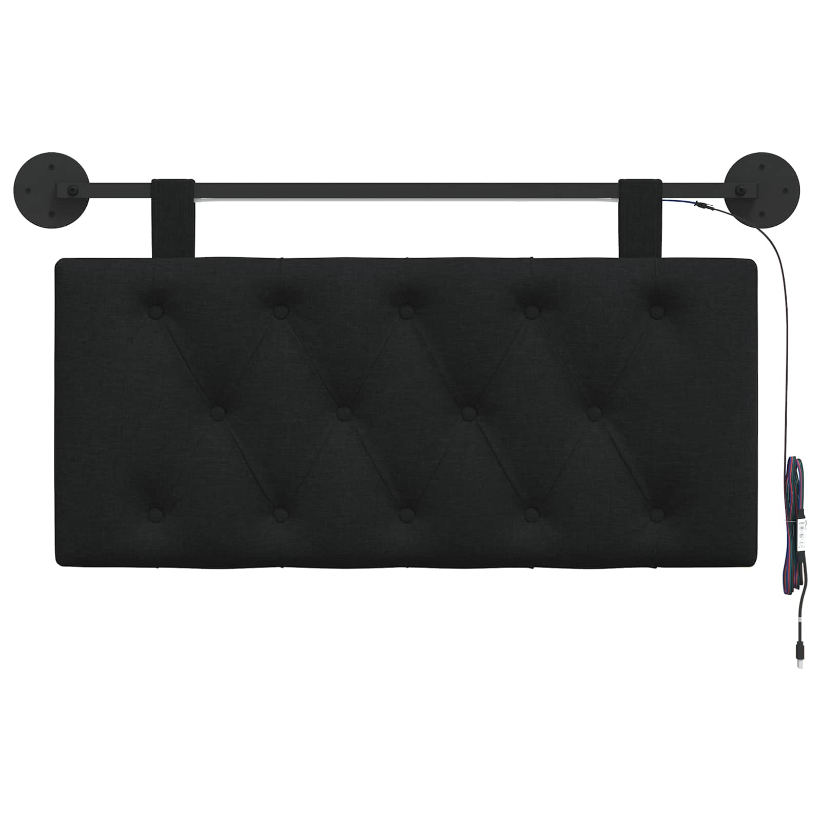 Hangend hoofdbord Met LED-verlichting Zwart Stof