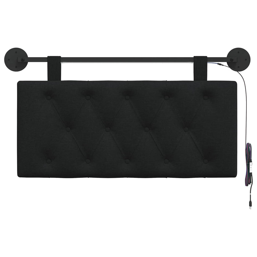Hangend hoofdbord Met LED-verlichting Zwart Stof