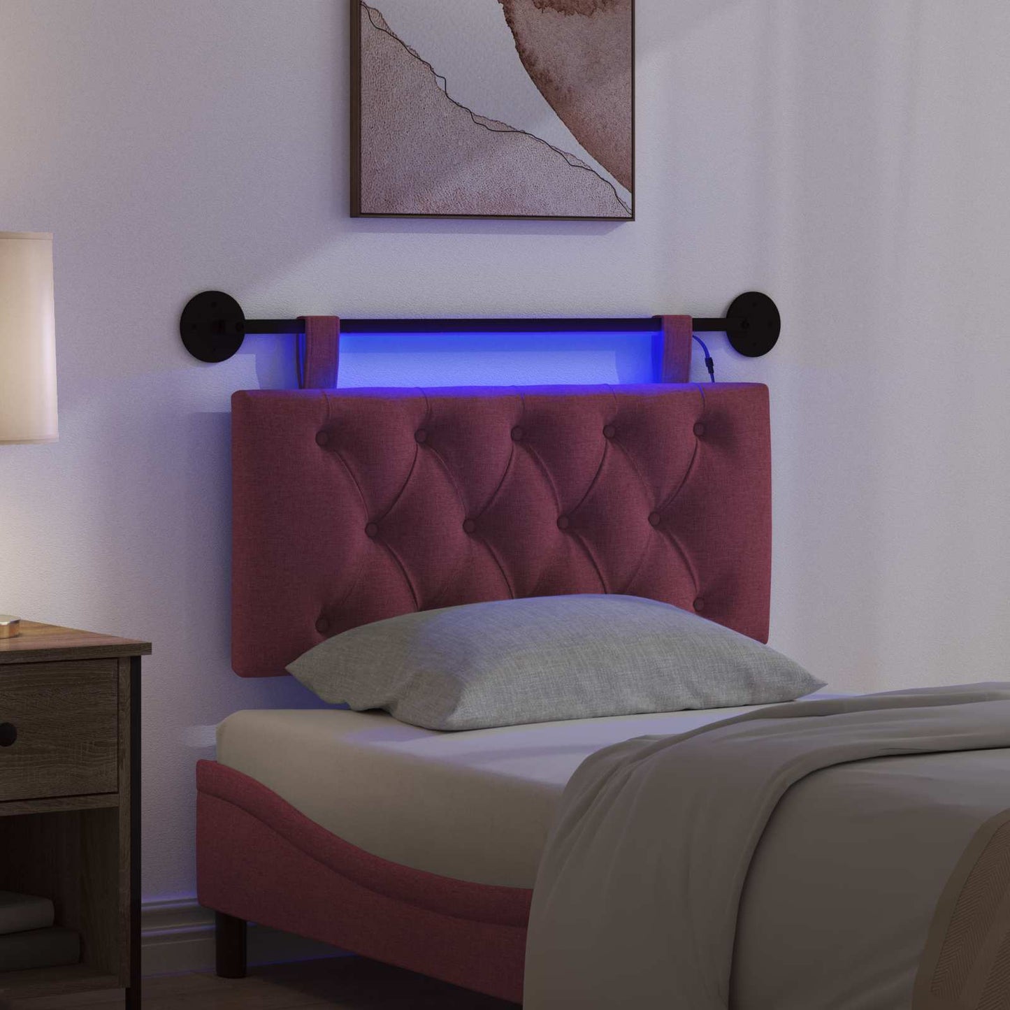 Hangend hoofdbord Met LED-verlichting Wijnrood Stof