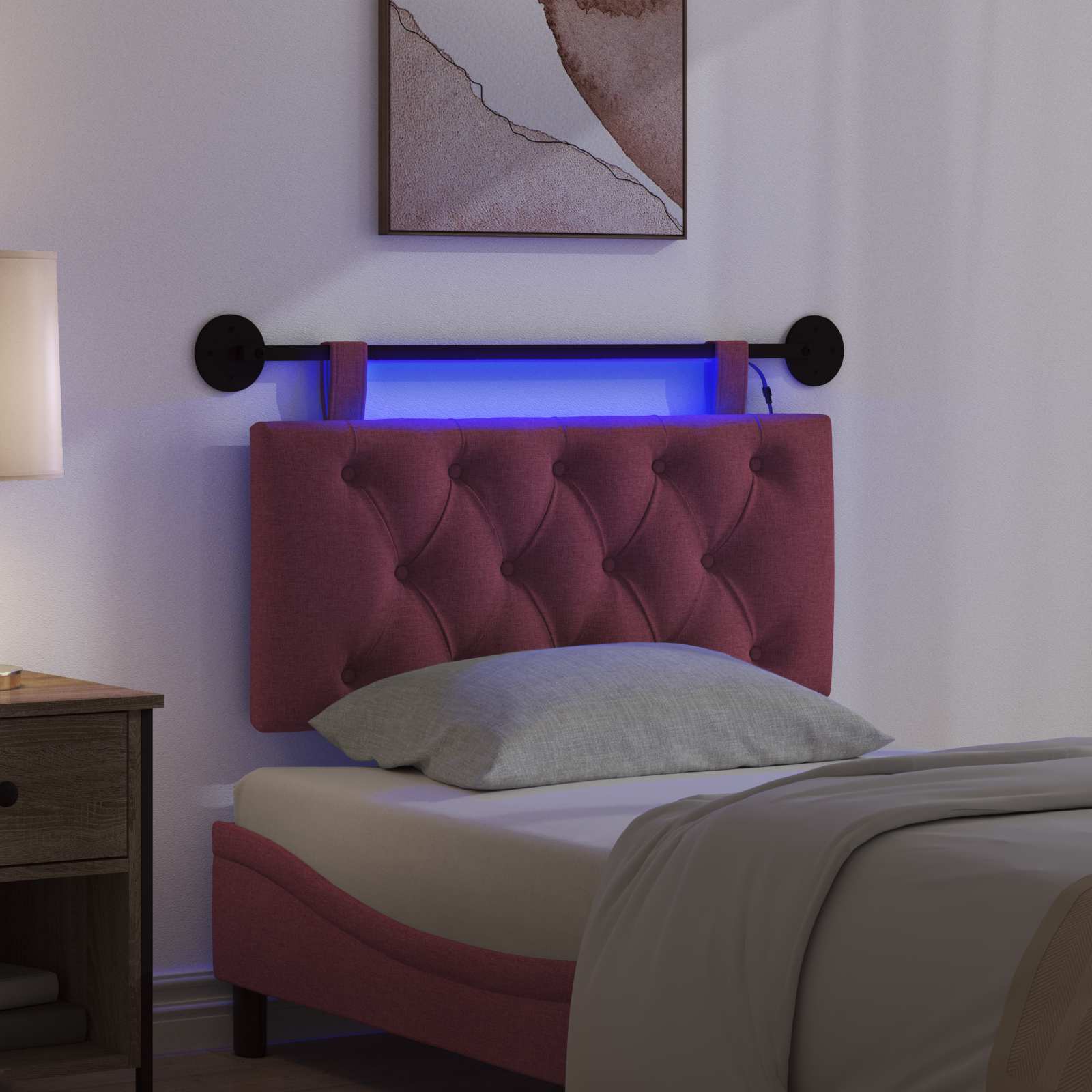 Hangend hoofdbord Met LED-verlichting Wijnrood Stof