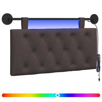 Hangend hoofdbord Met LED-verlichting Donkerbruin Stof