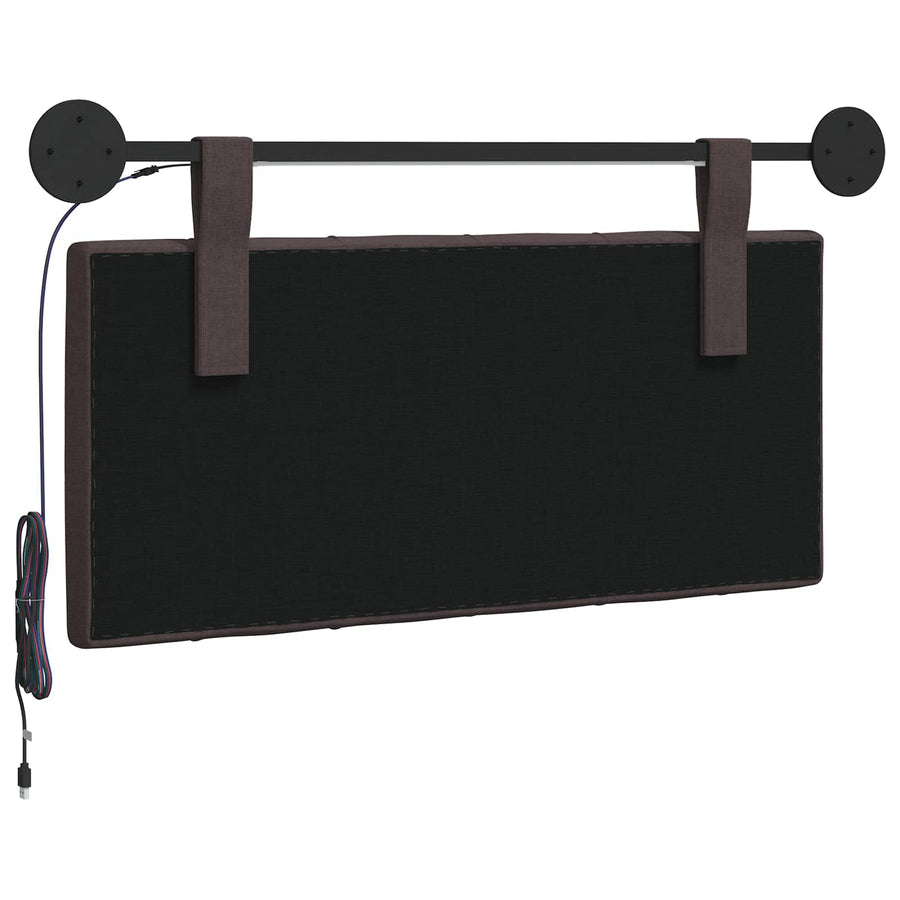 Hangend hoofdbord Met LED-verlichting Donkerbruin Stof
