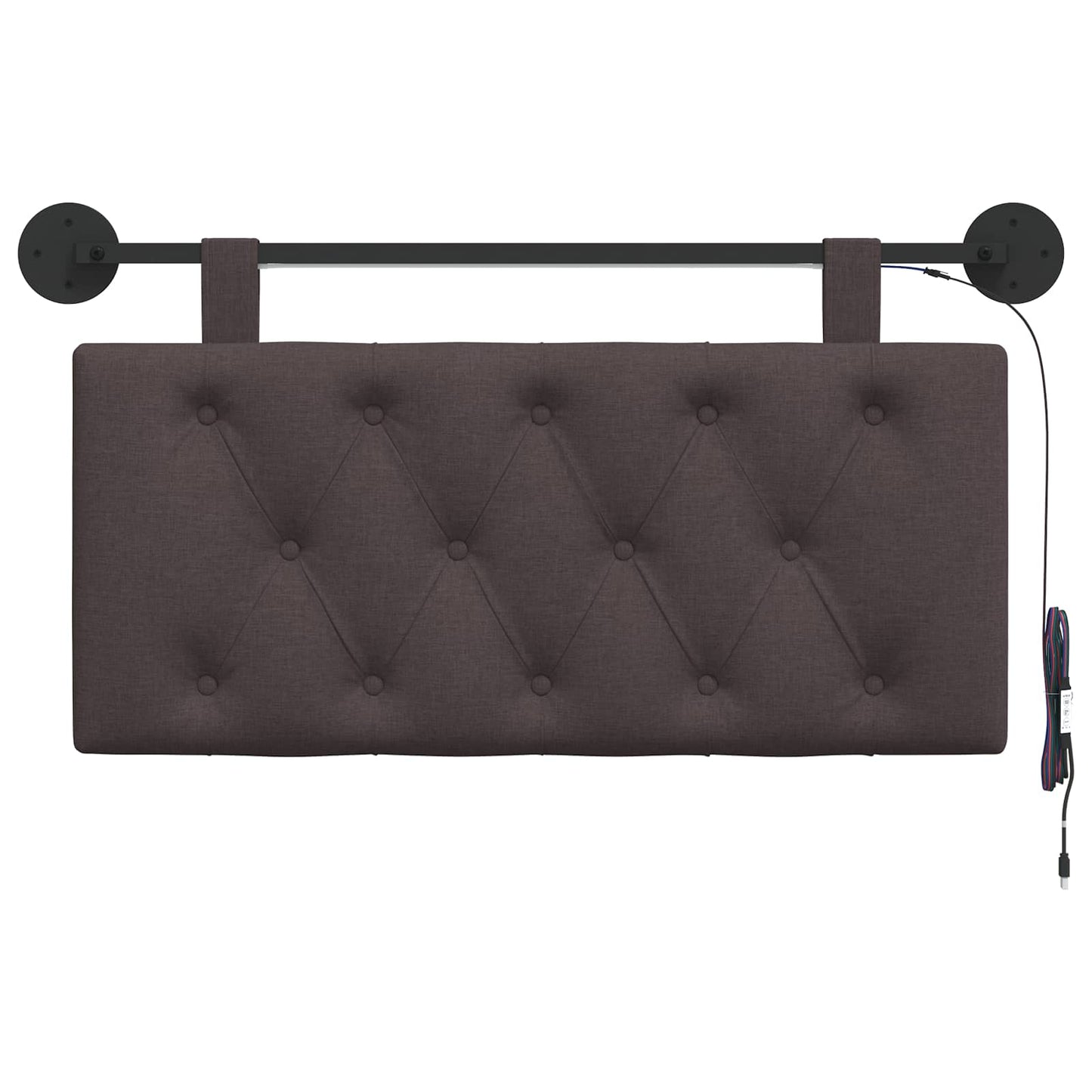 Hangend hoofdbord Met LED-verlichting Donkerbruin Stof
