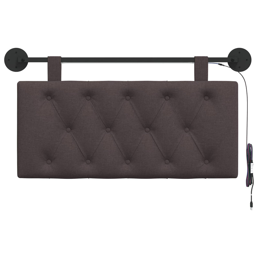 Hangend hoofdbord Met LED-verlichting Donkerbruin Stof