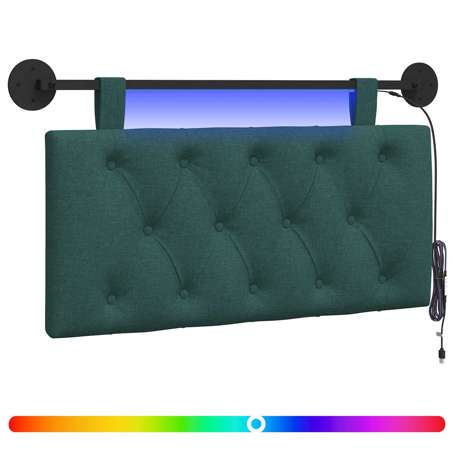 Hangend hoofdbord Met LED-verlichting Donkergroen Stof