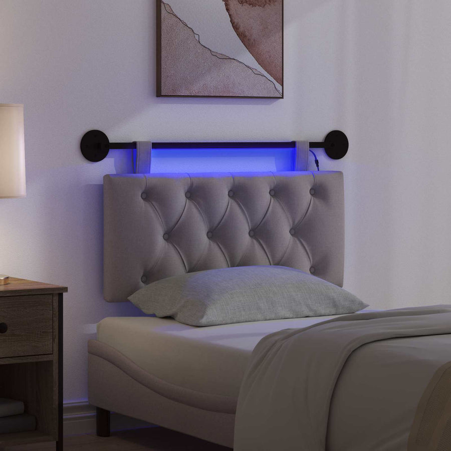 Hangend hoofdbord Met LED-verlichting Taupe Stof