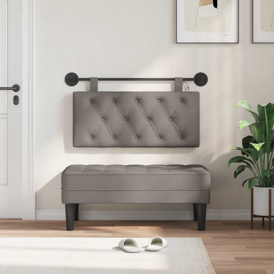 Hangend hoofdbord Met LED-verlichting Taupe Stof