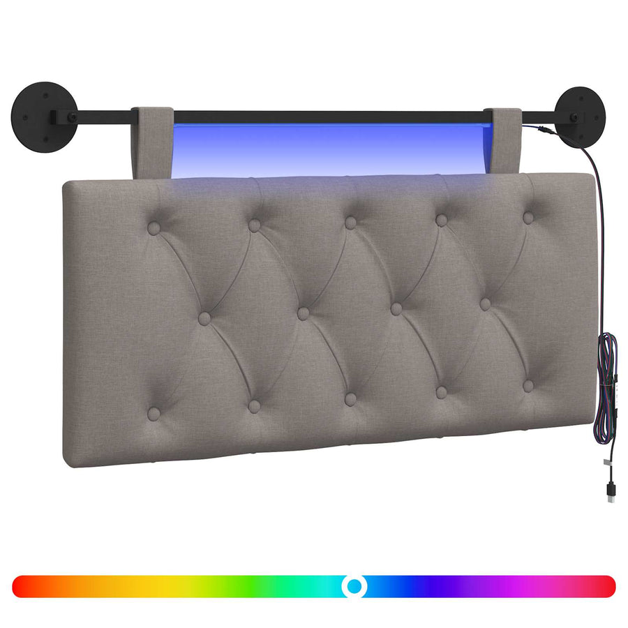 Hangend hoofdbord Met LED-verlichting Taupe Stof