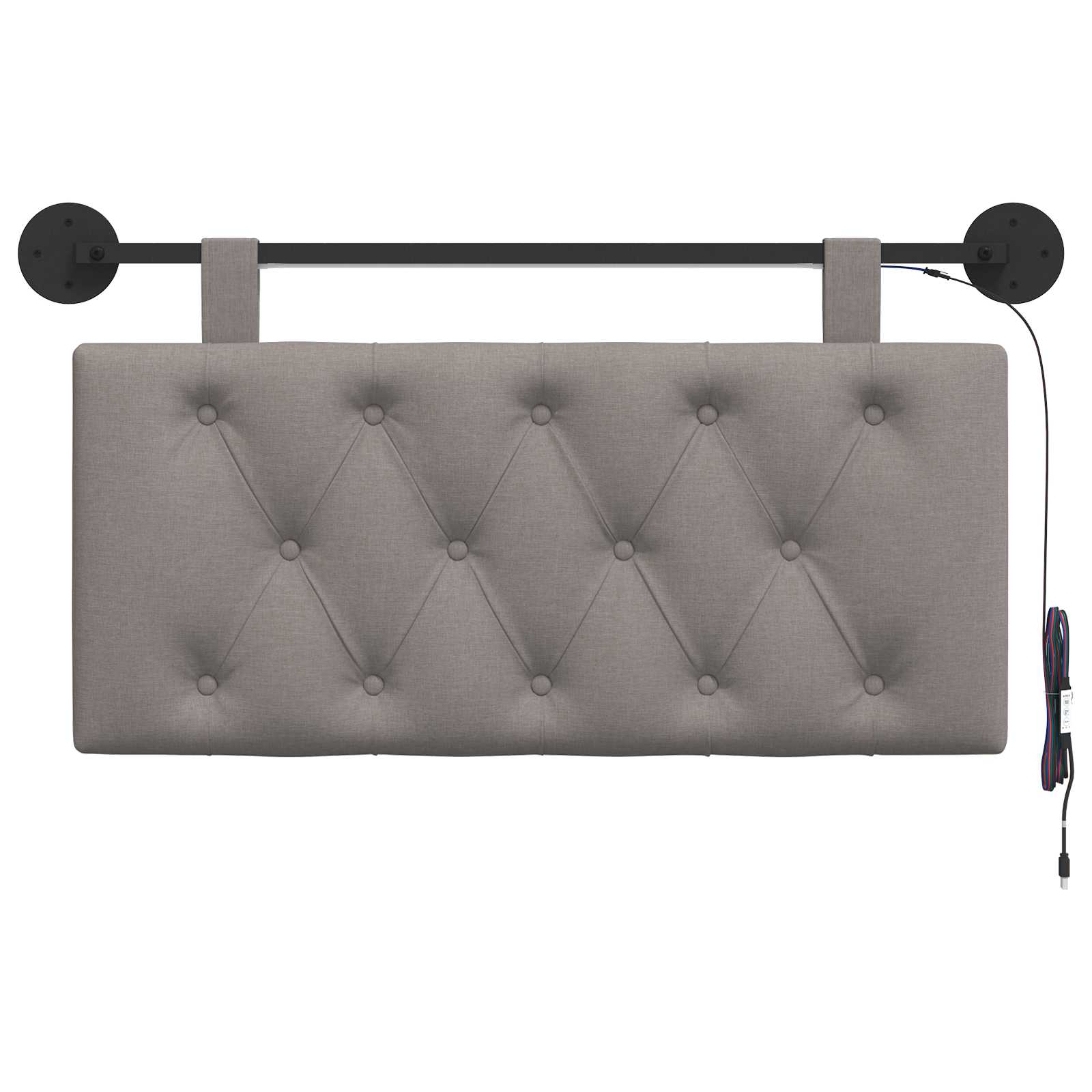 Hangend hoofdbord Met LED-verlichting Taupe Stof