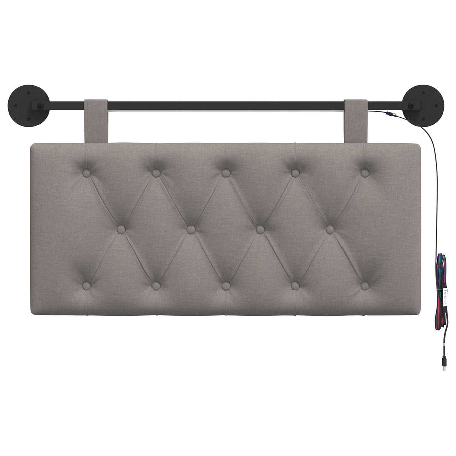 Hangend hoofdbord Met LED-verlichting Taupe Stof