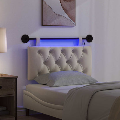 Hangend hoofdbord Met LED-verlichting Crèmekleurig Stof