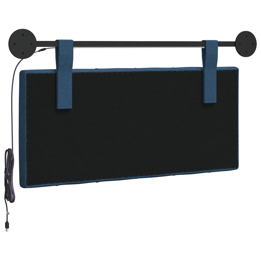 Hangend hoofdbord Met LED-verlichting Blauw Stof