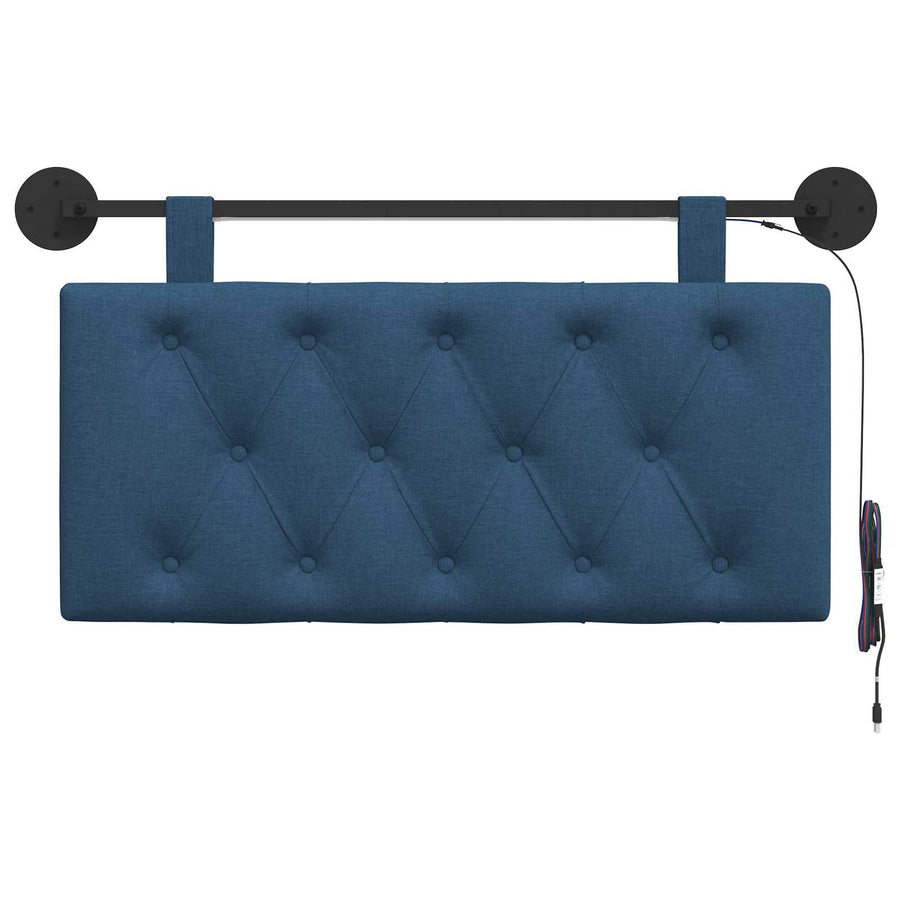 Hangend hoofdbord Met LED-verlichting Blauw Stof