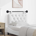 Wall-Mounted Headboard With LED Lighting White Fabric