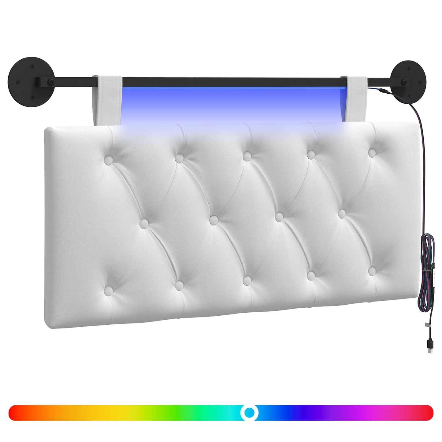 Hangend hoofdbord Met LED-verlichting Wit Stof