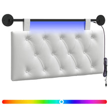 Hangend hoofdbord Met LED-verlichting Wit Stof