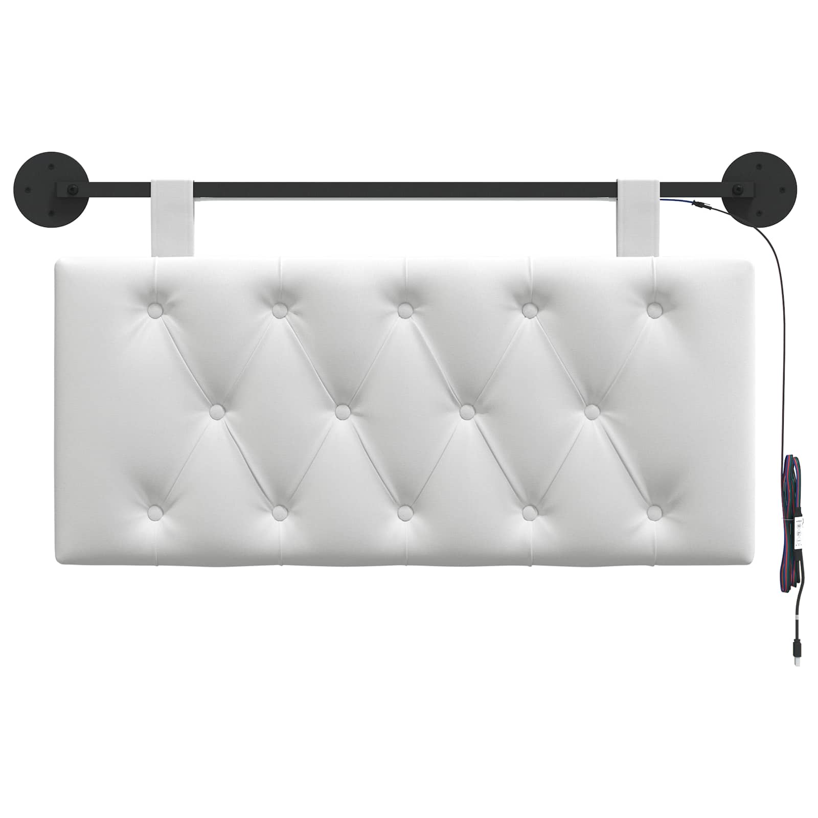 Hangend hoofdbord Met LED-verlichting Wit Stof