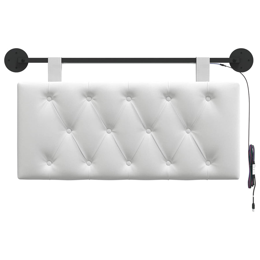 Hangend hoofdbord Met LED-verlichting Wit Stof