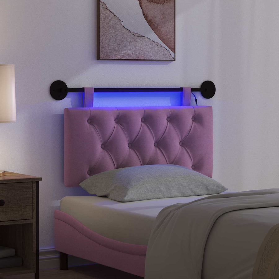 Hangend hoofdbord Met LED-verlichting Roze Stof