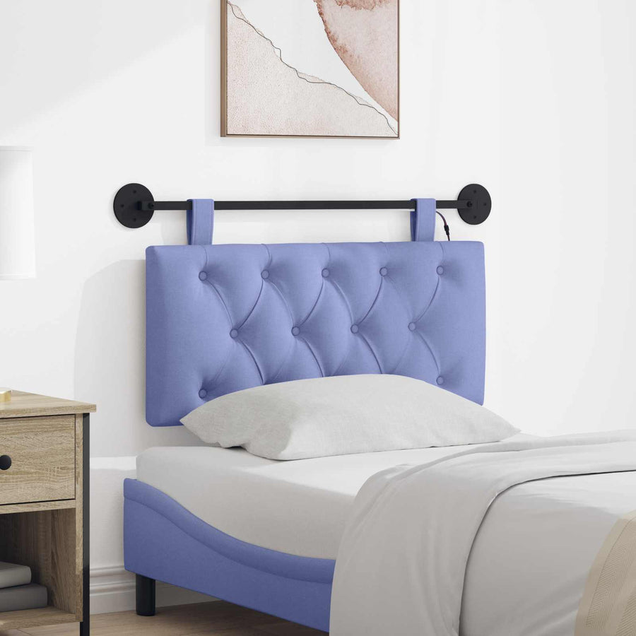 Hangend hoofdbord Met LED-verlichting Jeans Blauw Stof