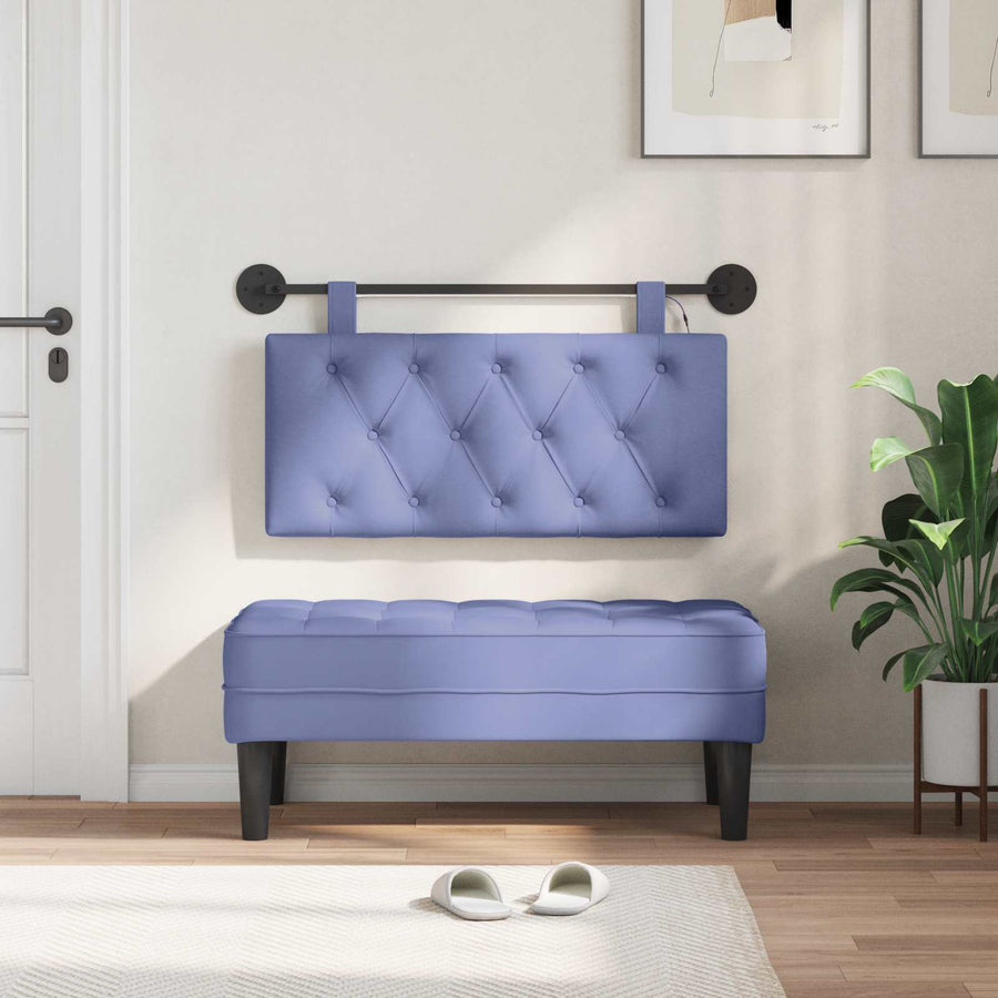 Hangend hoofdbord Met LED-verlichting Jeans Blauw Stof