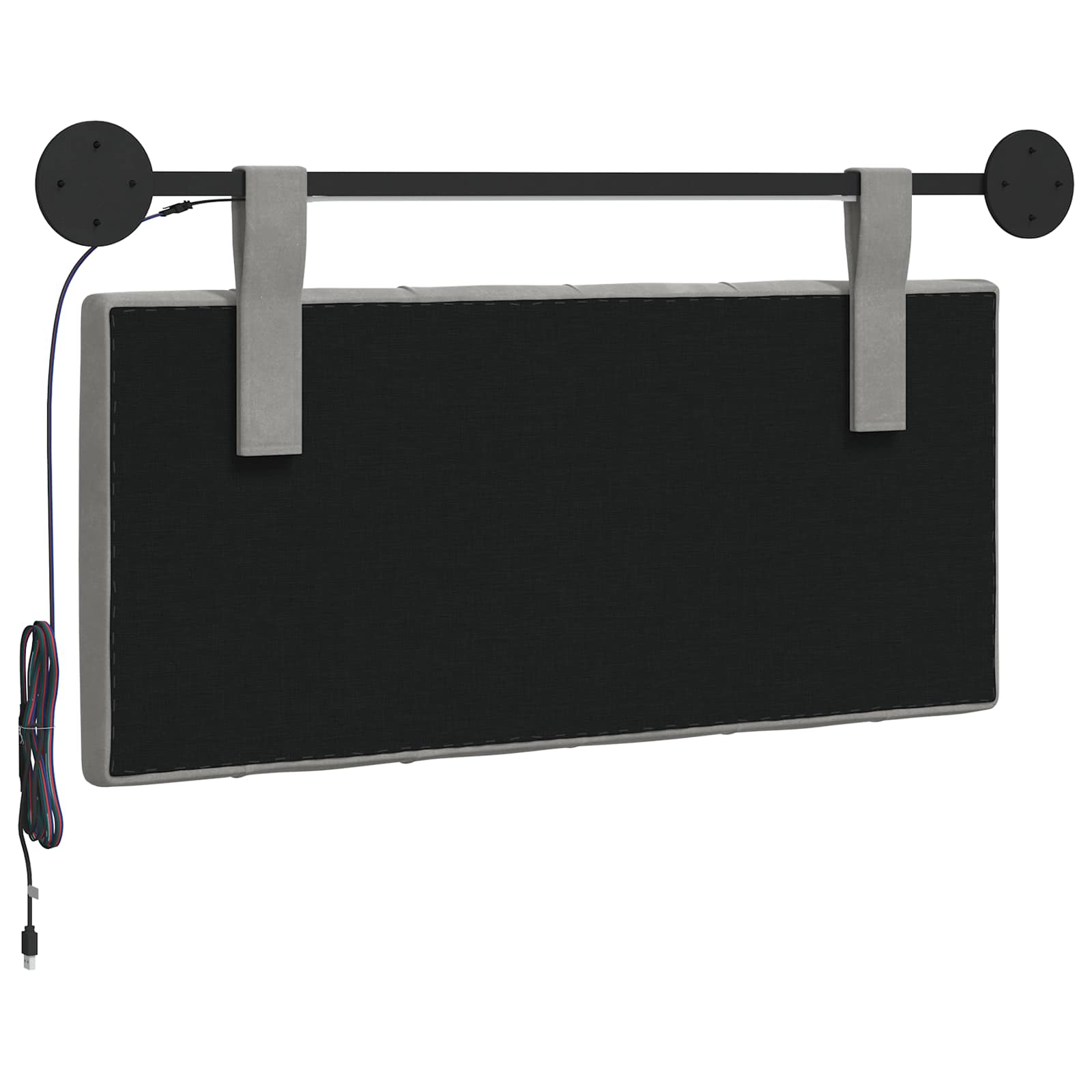 Hangend hoofdbord Met LED-verlichting Lichtgrijs Fluweel