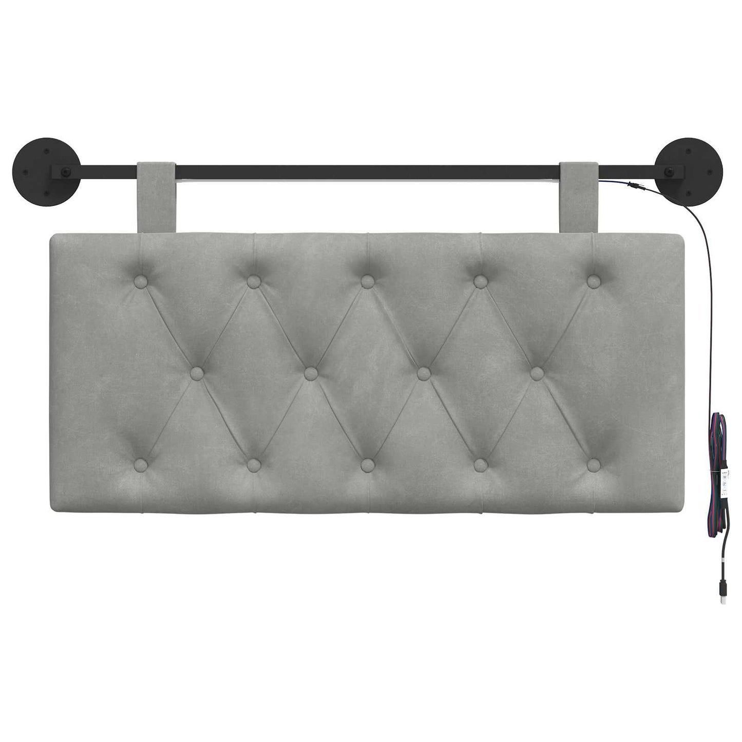 Hangend hoofdbord Met LED-verlichting Lichtgrijs Fluweel