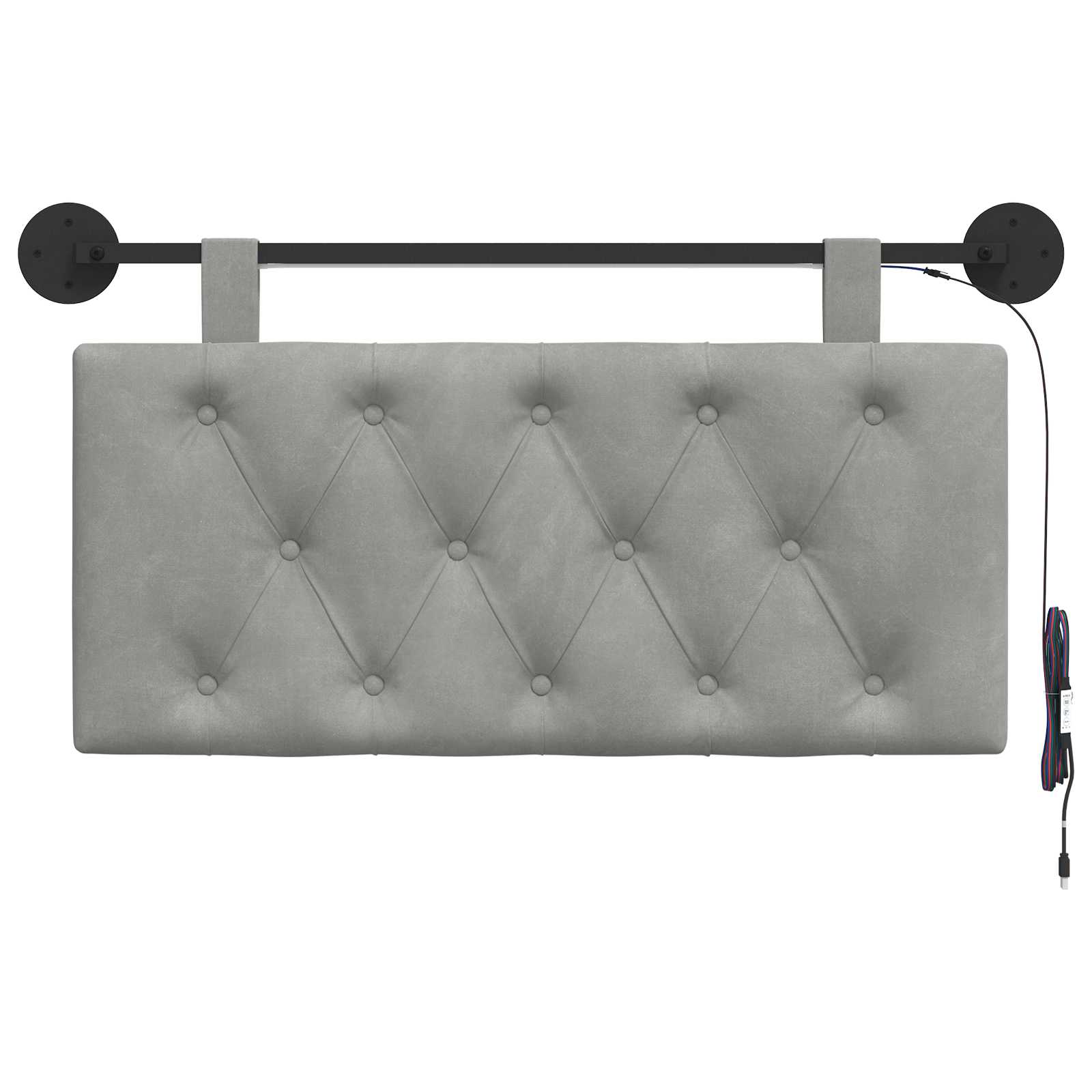 Hangend hoofdbord Met LED-verlichting Lichtgrijs Fluweel