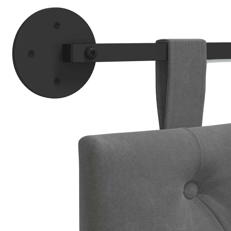 Hangend hoofdbord Met LED-verlichting Donkergrijs Fluweel