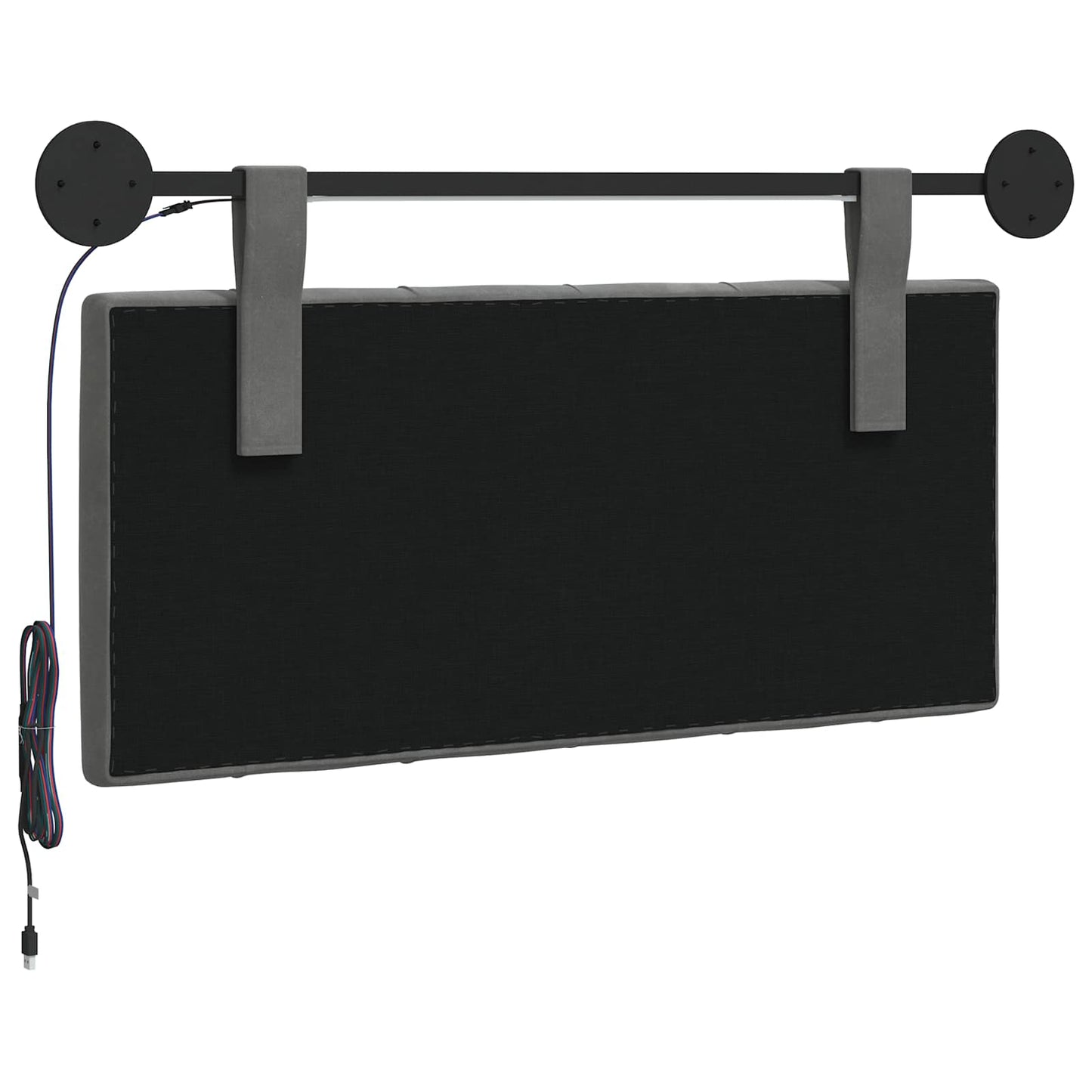 Hangend hoofdbord Met LED-verlichting Donkergrijs Fluweel
