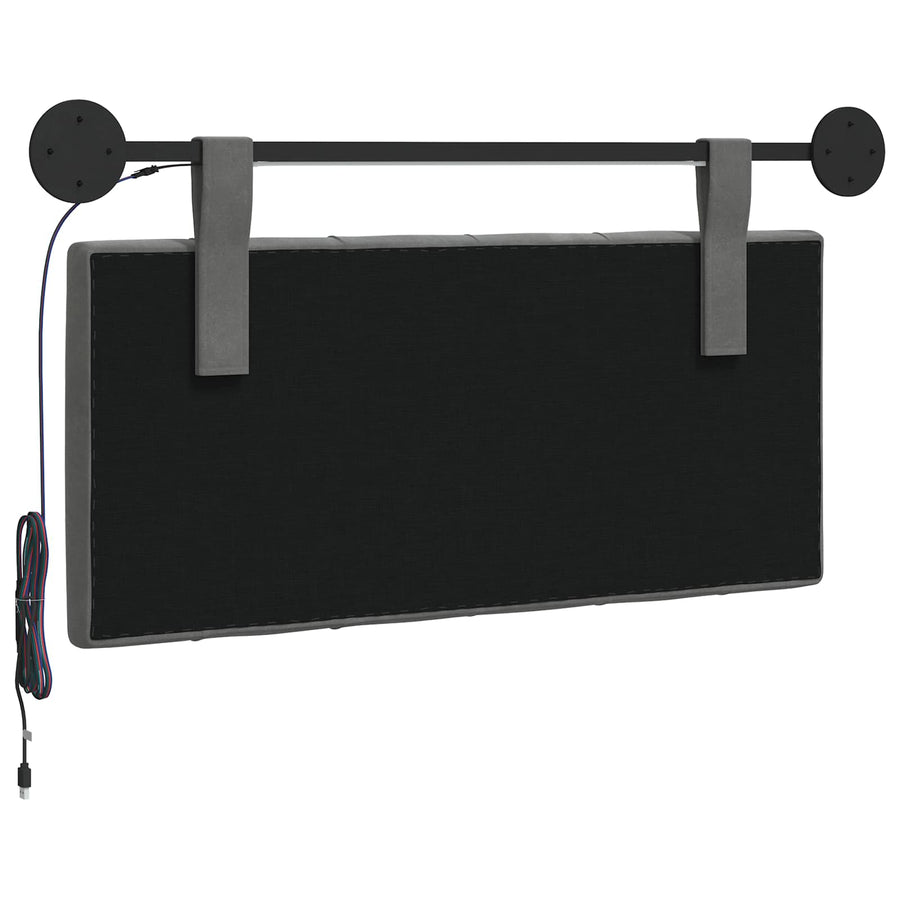 Hangend hoofdbord Met LED-verlichting Donkergrijs Fluweel