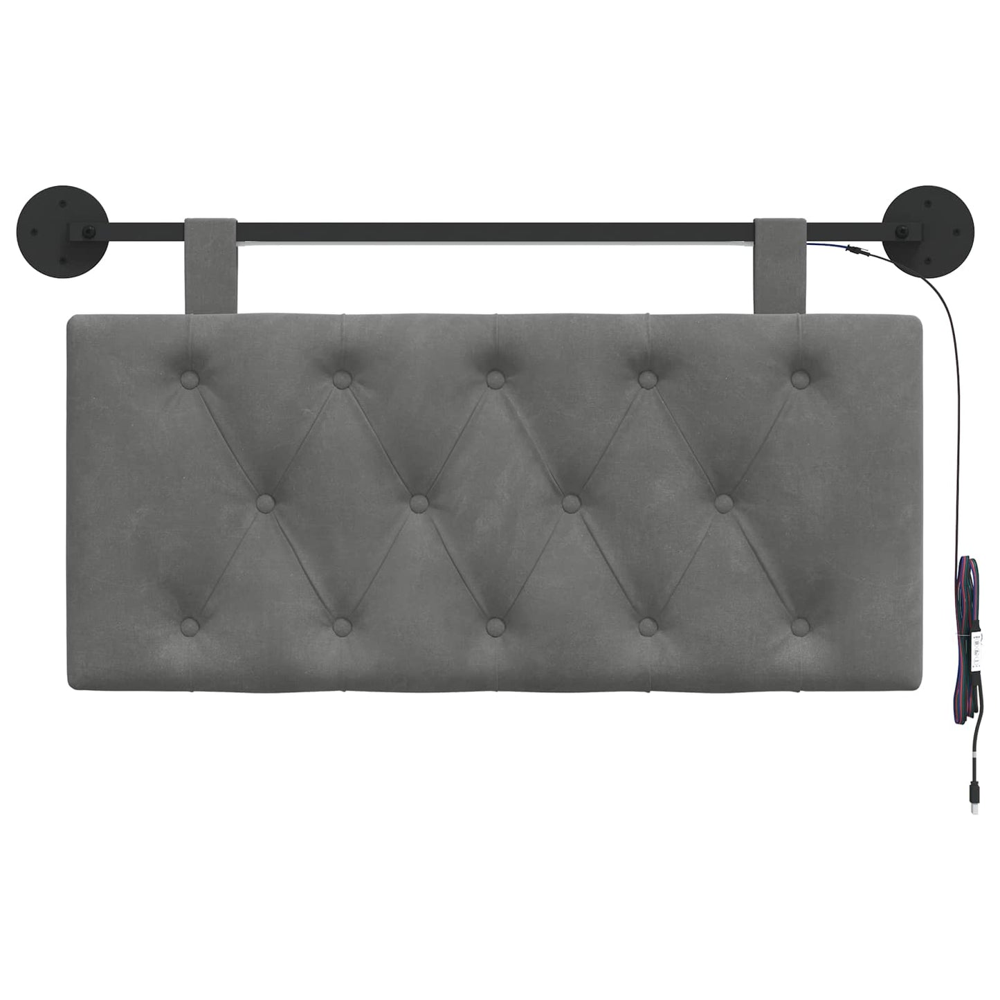 Hangend hoofdbord Met LED-verlichting Donkergrijs Fluweel