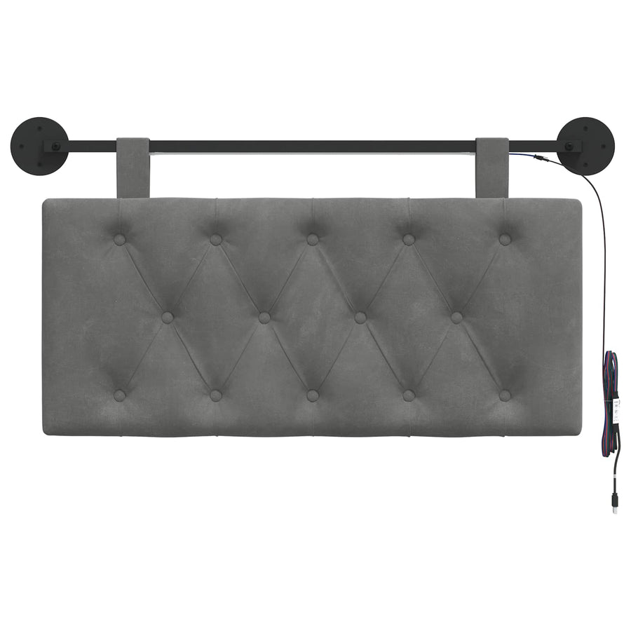Hangend hoofdbord Met LED-verlichting Donkergrijs Fluweel