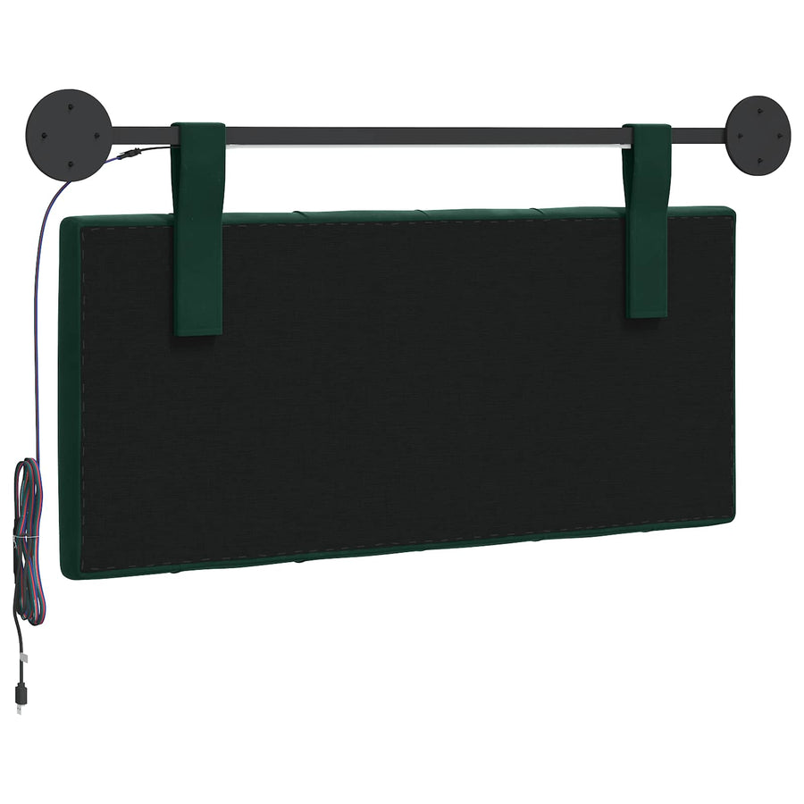 Hangend hoofdbord Met LED-verlichting Donkergroen Fluweel