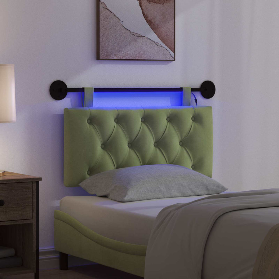 Hangend hoofdbord Met LED-verlichting Lichtgroen Fluweel