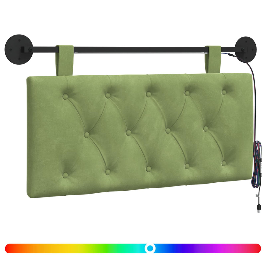 Hangend hoofdbord Met LED-verlichting Lichtgroen Fluweel