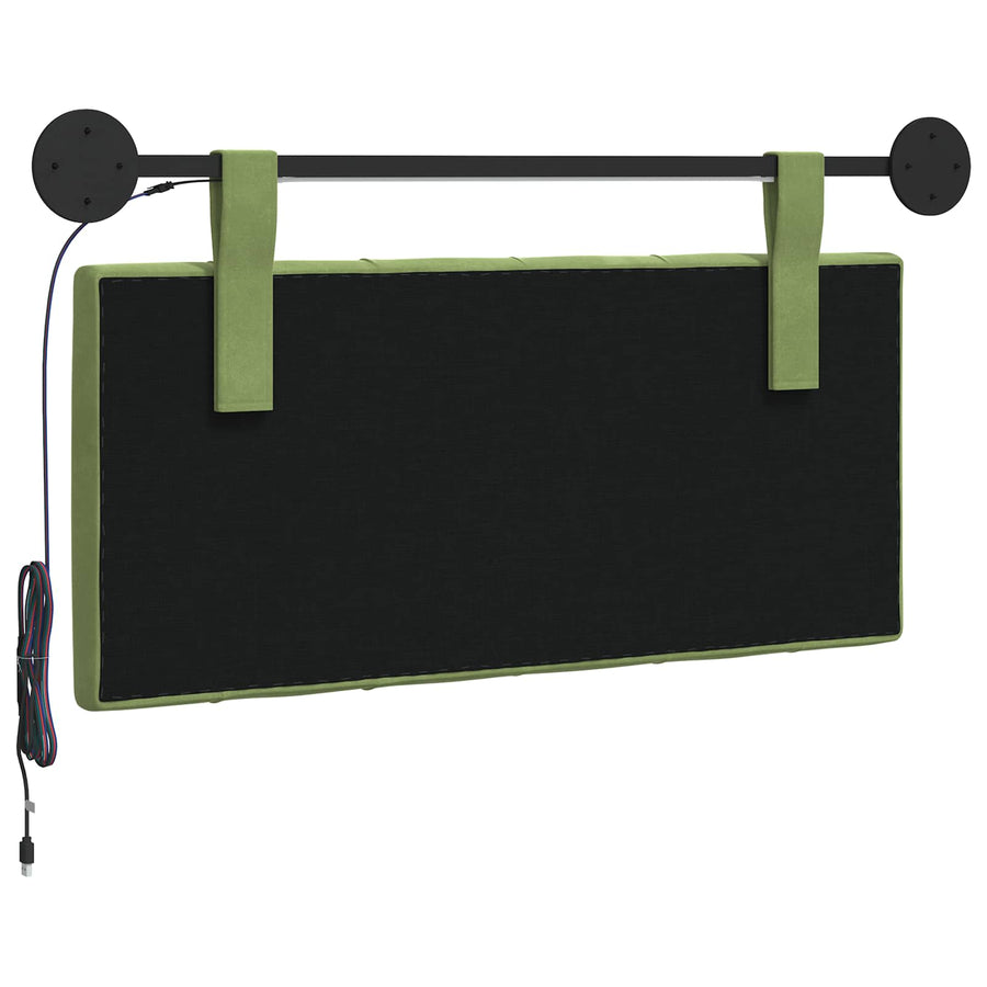 Hangend hoofdbord Met LED-verlichting Lichtgroen Fluweel