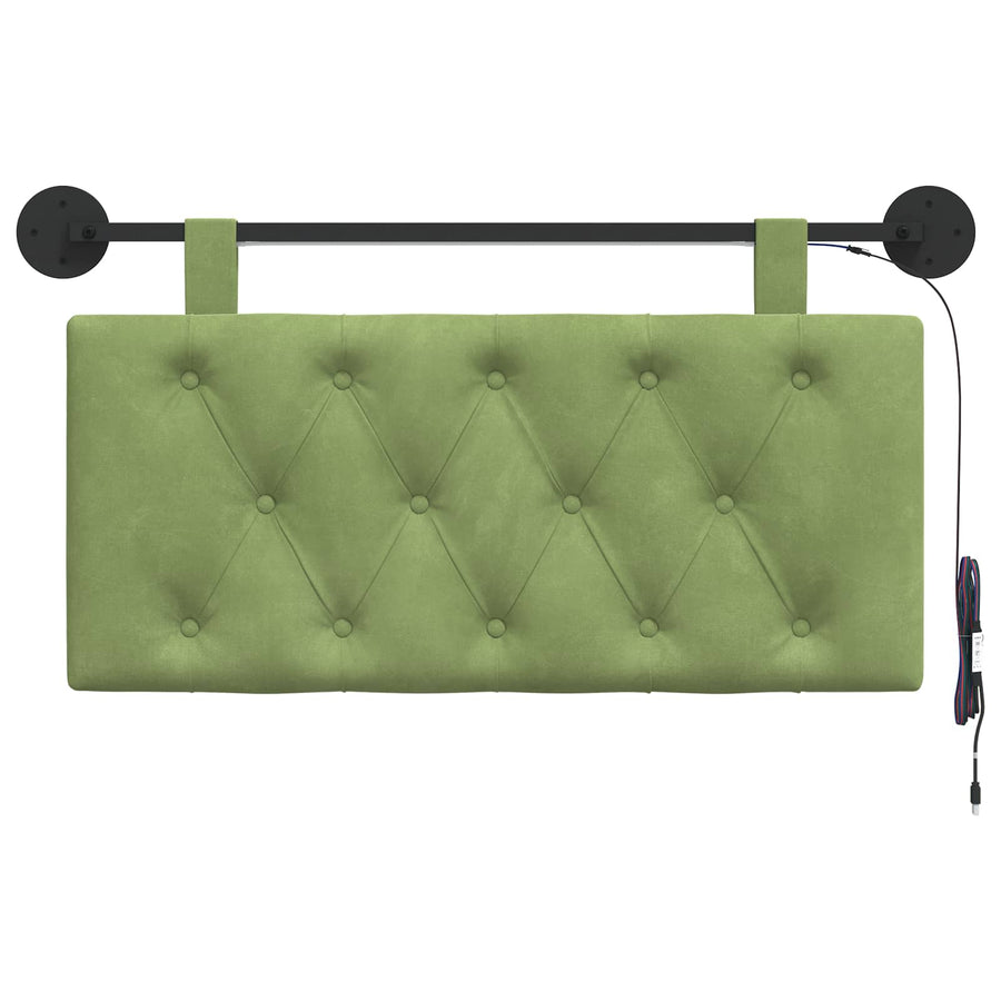 Hangend hoofdbord Met LED-verlichting Lichtgroen Fluweel