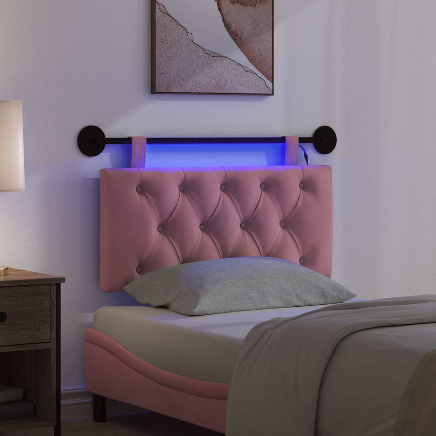 Hangend hoofdbord Met LED-verlichting Roze Fluweel