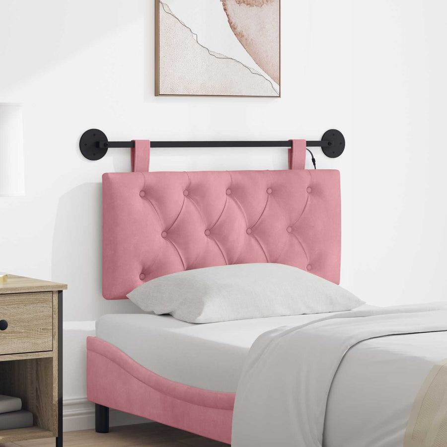 Hangend hoofdbord Met LED-verlichting Roze Fluweel