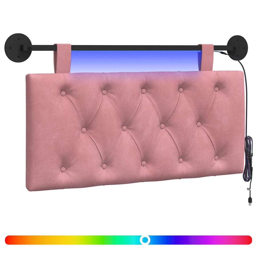 Hangend hoofdbord Met LED-verlichting Roze Fluweel