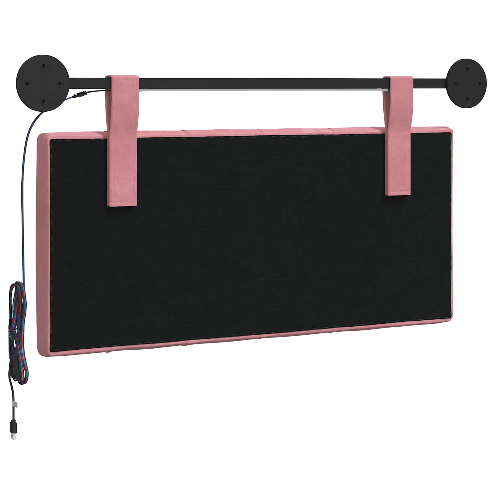 Hangend hoofdbord Met LED-verlichting Roze Fluweel