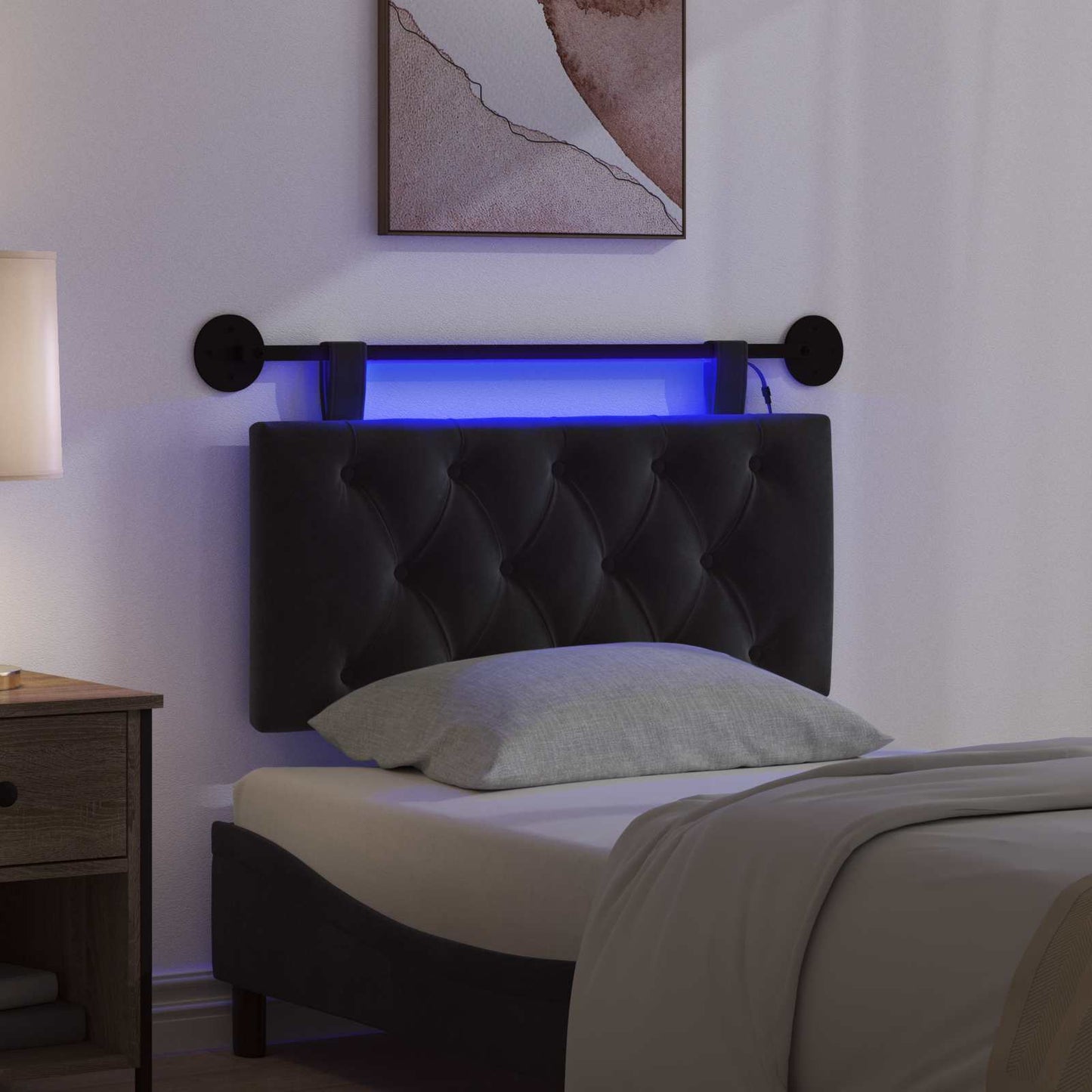 Hangend hoofdbord Met LED-verlichting Zwart Fluweel